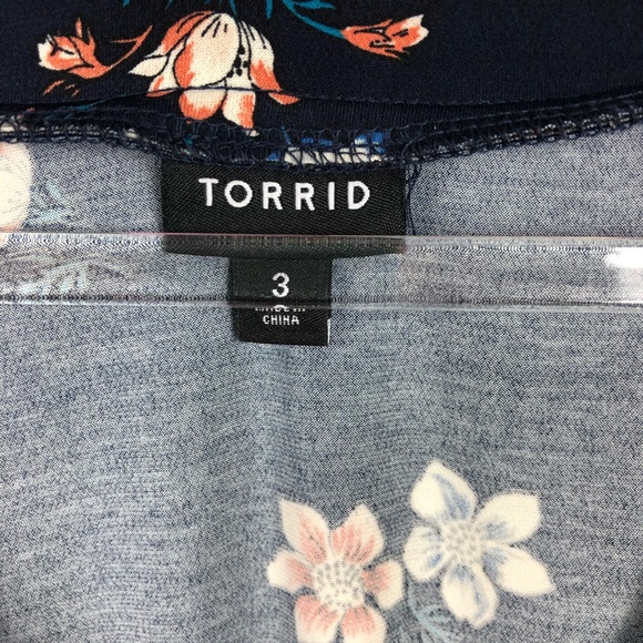 NWOT 3X Torrid Navy Floral Faux Wrap Dress - Picture 10 of 13